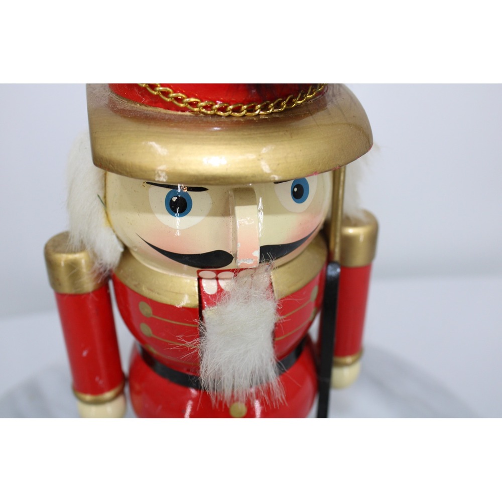 Wooden Nutcracker Soldier Red Jacket Gold Trim Black Rifle Christmas Decor - Picture 2 of 6